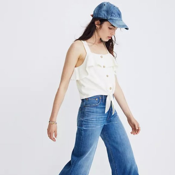 Madewell Tops - ⭐️HP⭐️ NWT Madewell Ruffle Tie-Front Tank